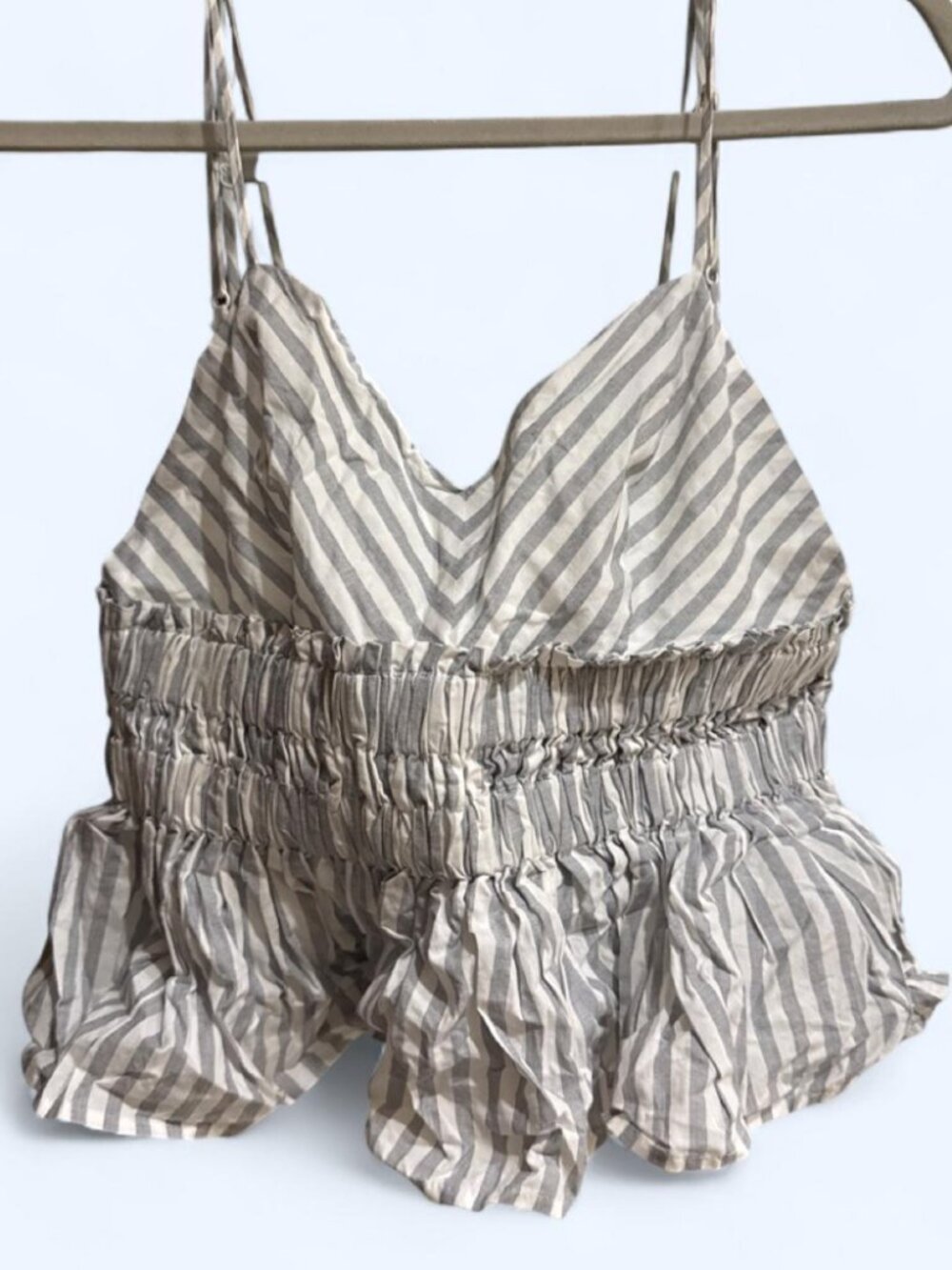 Zara Women Size Small White Gray Stripes Blouse Top